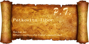 Petkovits Tibor névjegykártya