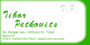 tibor petkovits business card